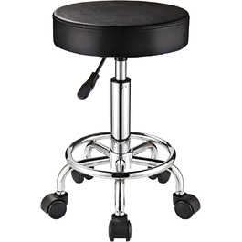 Регульований стілець на коліщатках FNZIR, круглий стілець на коліщатках для спа, салону, масажу, офісу, стілець (чорний)