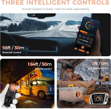 8kW дизельна автономна пічка опалення для вантажівок, фургонів, кемперів (Pink) з керуванням через додаток та AC адаптером