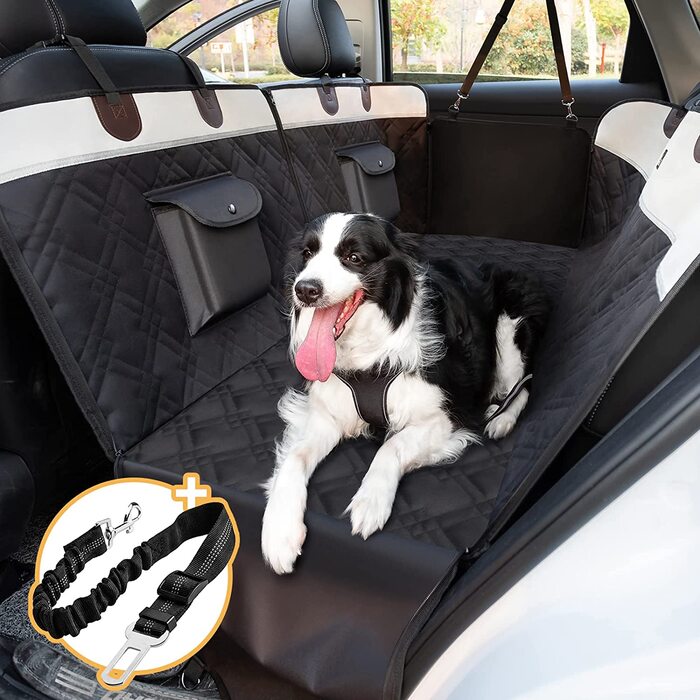 Ковдра для собак Toozey заднє сидіння автомобіля з бічним захистом, водонепроникне і відокремлюване універсальне захисне ковдру заднє сидіння автомобіля для собак для автомобільних сидінь і багажника, 146x135 см чорний і сірий