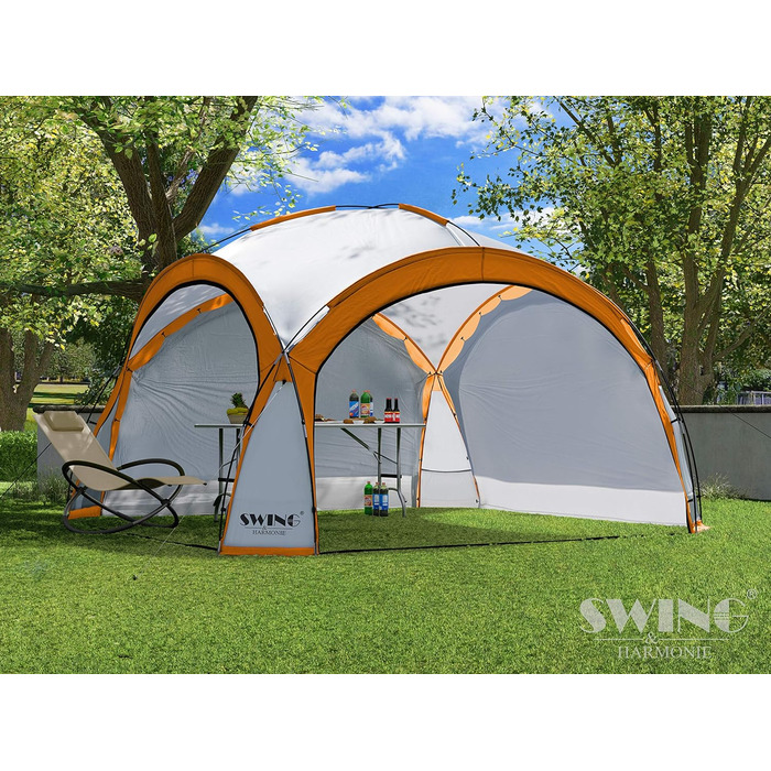 Альанка Swing & Harmonie DomeShelter 3,6x3,6 м з підсвічуванням помаранчева