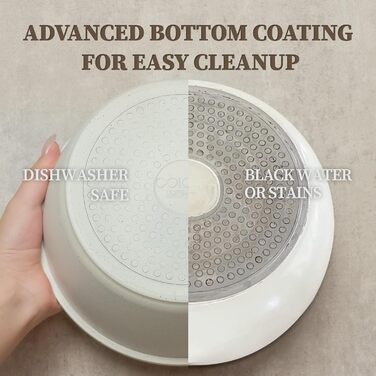 Набір каструль та сковорідок з керамічним покриттям 23 частини. Антипригарне покриття, знімні ручки, підходить для всіх плит, духовка, без PFAS, PTFE, PFOA. Кремово-білий колір.