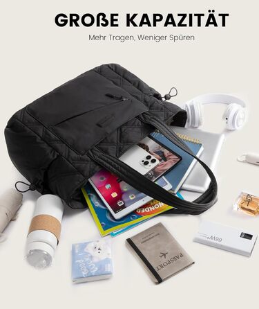 LOVEVOOK Сумка-шоппер для жінок, велика, робоча сумка, торбинка-шоппер, сумка для ноутбука 15,6/17,3 дюйма, сумка для навчання, офісна сумка, сумка для роботи, універсальна чорна сумка LOVEVOOK