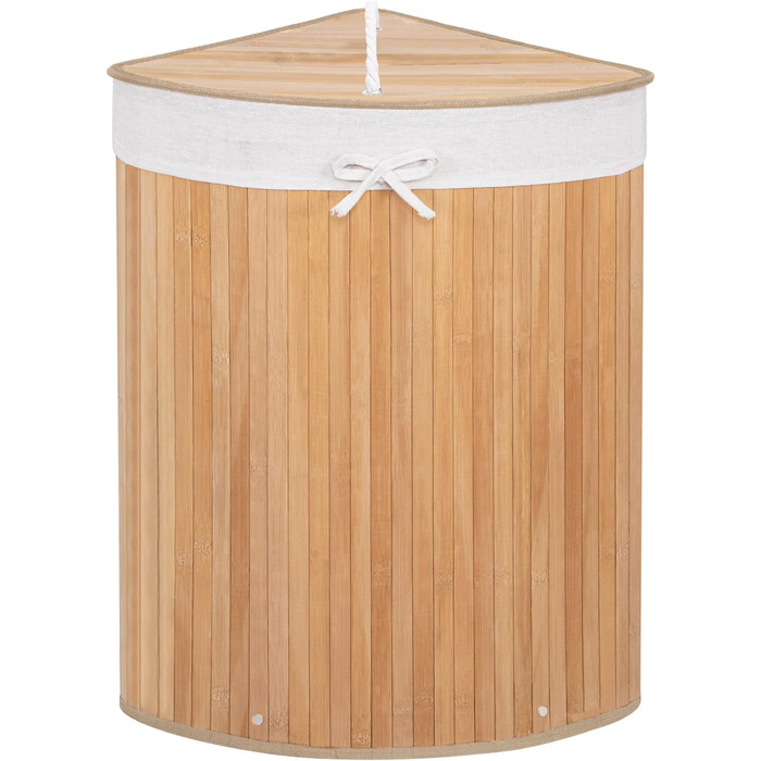 Кутовий кошик для білизни Збірник для білизни з кришкою 60 л Бамбук (натуральний, 80 л)