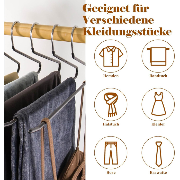 Чохли для штанів SOULNAMAN, 30 шт., металеві, чорні, 36 см, з антиковзкими рифленнями