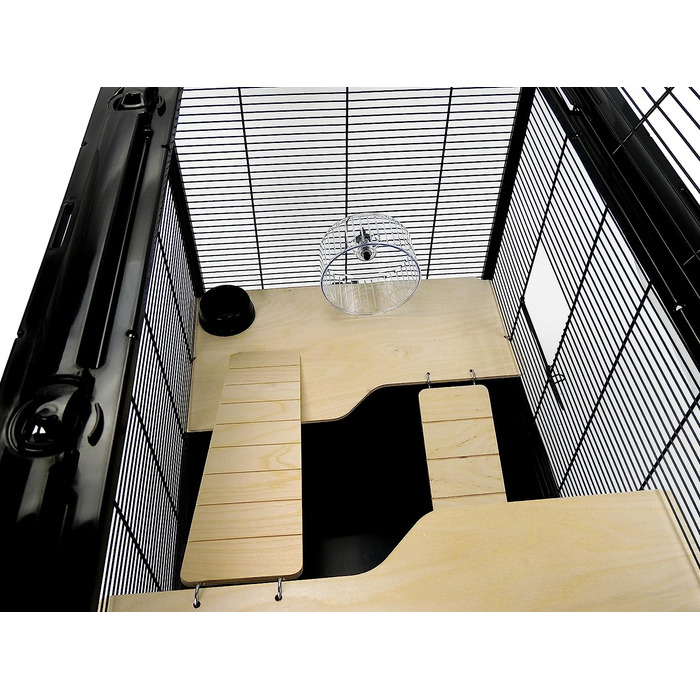 Клітка для гризунів Little Friends з дерев'яною підставкою і сходами 77х47х58 см чорна