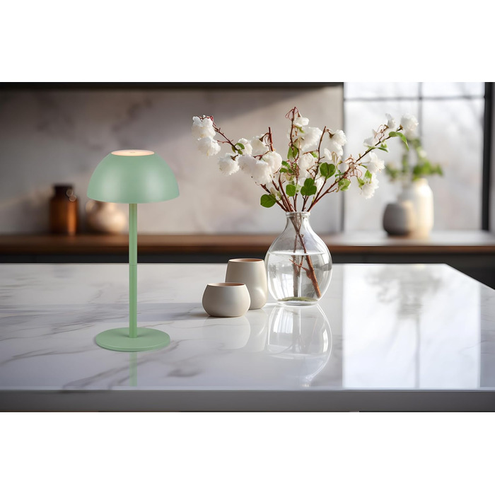 Бездротова настільна лампа Robert, LED, настільна лампа, нічник, регулювання яскравості, USB зарядка, 30 см, Pistaziengrün