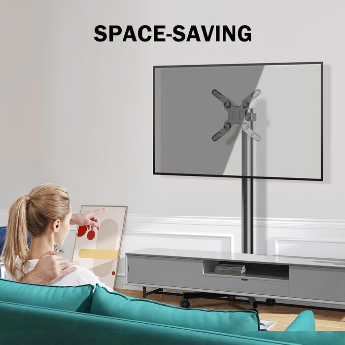 Підставка для телевізора XINLEI, телевізійна візок для телевізорів 13-50 дюймів, регульована висота, кут нахилу 30°, з колесами, VESA 200x200 мм, ML1350