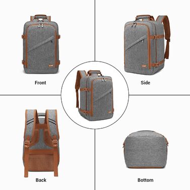 Кабінний рюкзак Kono 40x20x25 см для Ryanair, 20L, сірий/коричневий