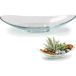 Декоративна скляна чаша з тонким малюнком овальної форми Скляна чаша - посадкова чаша Розмір Ø 40 см/ч 8 см