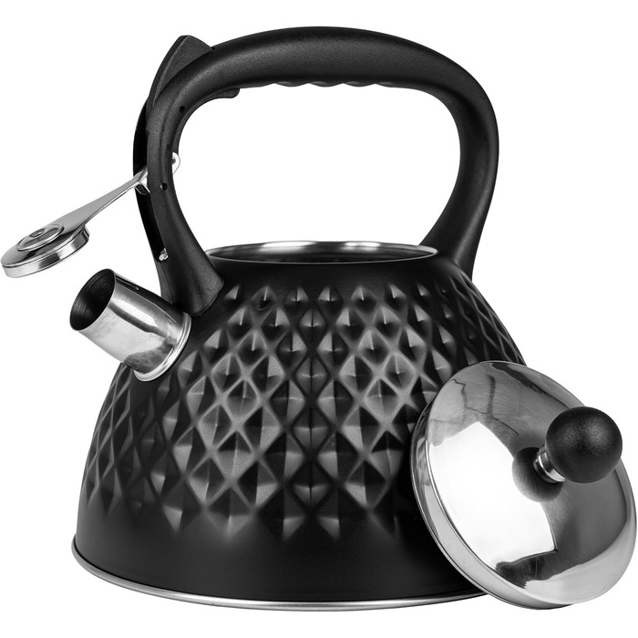 Чайник для плити Induktion 3L, чорний, з авто-свистком, нержавіюча сталь