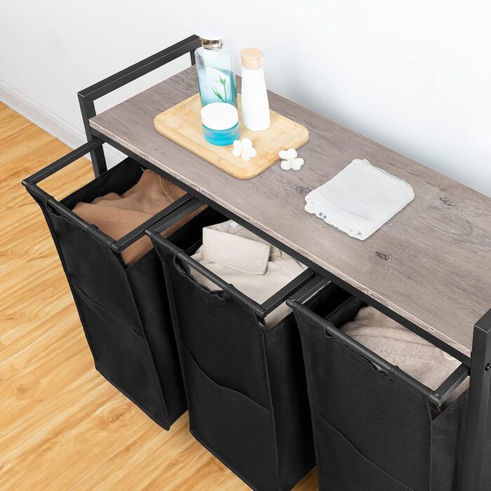 Кошик для білизни HOOBRO з 3 відділеннями, 119 л, на колесах, білий