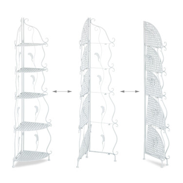 Relaxdays Біла металева кутова полиця з 5 полицями