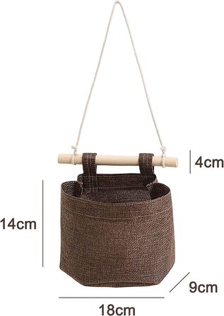 Підвісна сумка для зберігання syuantech з кишенями, 3-шарова бавовняна лляна тканина, підвісна сумка для зберігання на стіні, дверний органайзер для кімнат, ванна кімната (темна кава)