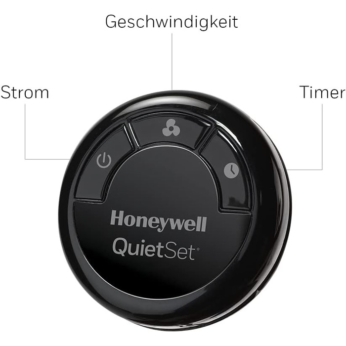 Осцилюючий баштовий вентилятор Honeywell QuietSet для всієї кімнати (5 налаштувань швидкості, коливання 80, функція таймера, автоматичне вимкнення освітлення, дистанційне керування) (HSF600, одинарний)