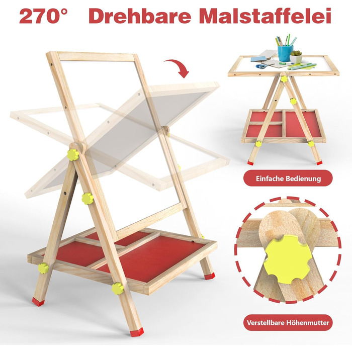 Дитячий стіл Joyooss: магнітно-крейдова дошка, регульована висота, для дітей 2-4 та 4-8 років, натуральний колір