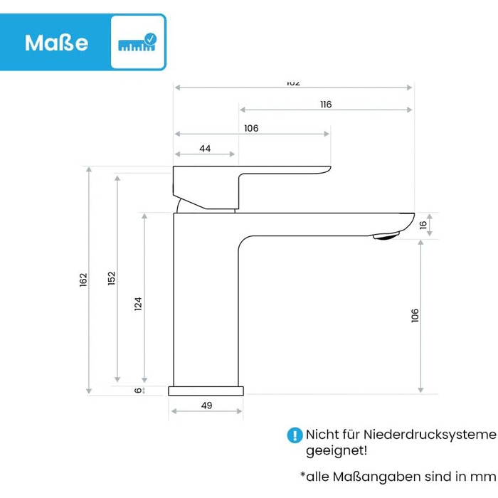 Змішувач для ванної кімнати Bächlein Mizarela, хром, з керамічним картриджем, плоский вилив, комплект для монтажу