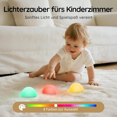 Нічник дитячий JolyWell RGB, силіконовий, USB акумулятор, з таймером, димування, сенсорний, для ліжечка, декор кімнати, подарунок білий