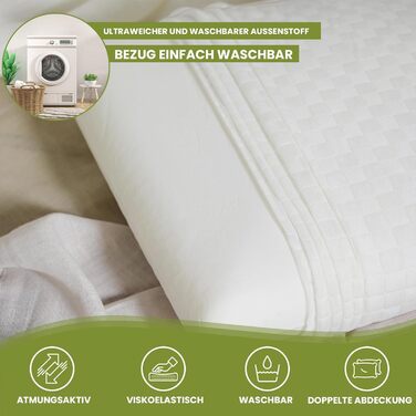 Подушка з піною з пам'яті 70 см: ергономічна, гіпоалергенна, ортопедична подушка для шиї з підтримкою та знімним чохлом