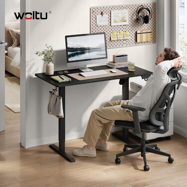 Електричний регульований по висоті письмовий стіл WOLTU з функцією пам'яті та захистом від зіткнень, комп'ютерний стіл для дому та офісу, чорний, 120 x 60 см