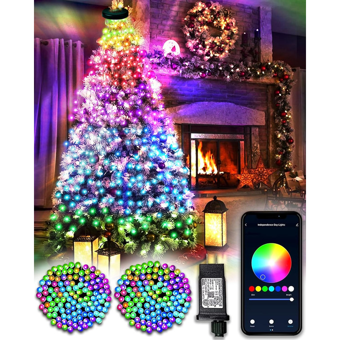 DOTWAYAW Гірлянда світлодіодна святкова 40м, 400 LED, RGB, Wi-Fi, керування через додаток