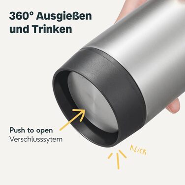 Термокружка SILBERTHAL 350 мл з нержавіючої сталі та керамікою – витримує до 6 годин тепла та 12 годин холоду (чорний + сріблястий)