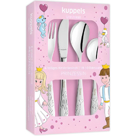 Дитячий набір столових приборів Kinderbesteck з гравіюванням, від 3 років, для дівчаток та хлопчиків, подарунок на хрещення/день народження, дитячий посуд у стилі ферми (принцеса)
