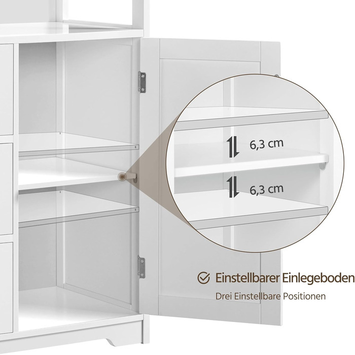 Шафка для ванної кімнати Yaheetech з 3 шухлядами та 1 дверцятами, регульовані полиці, 66 x 35 x 90 см