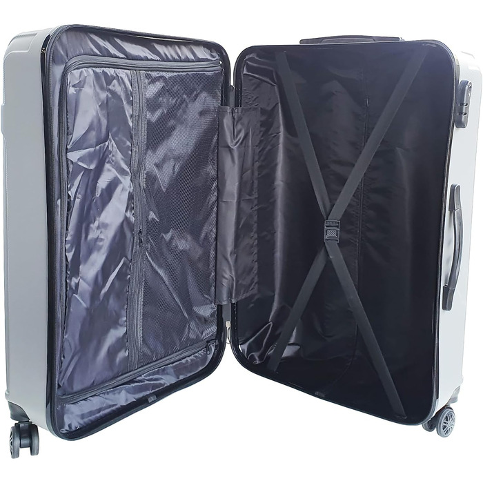 Компонентна валіза з твердою оболонкою набір валізи візок валіза для подорожей валіза для подорожей валіза набір багажу валіза на колесах 4 колеса ABS тверда оболонка телескопічна ручка M-L-XL (сріблястий, RK-3000), 3-