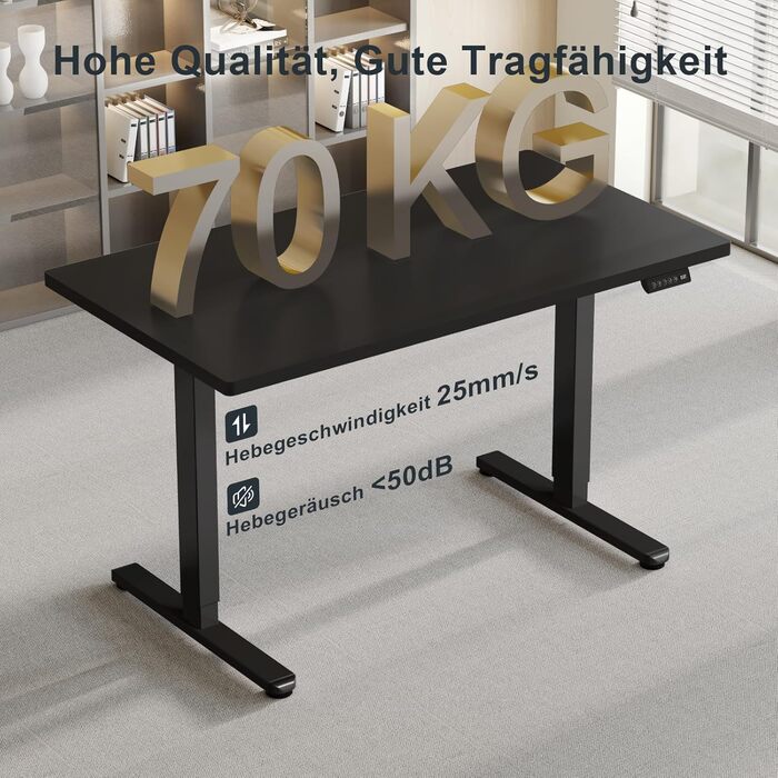 Електричний регульований стіл Flamaker з телескопічною основою (чорний) з пам'яттю