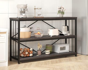 Низька полиця для книг IBF з 3 ящиками, індустріальний стиль, 120x34x74 см, темний дуб