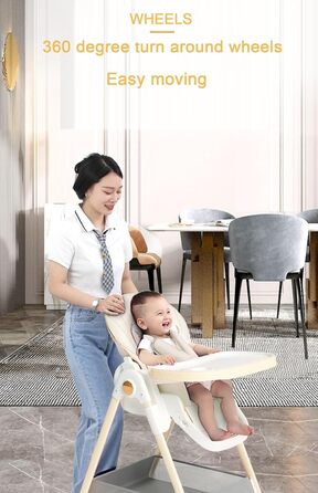 Дитячий стільчик для годування Magic ZC Baby з регулюванням висоти та 3 положеннями для сну, з подвійним підносом, складаний, хакі (808)