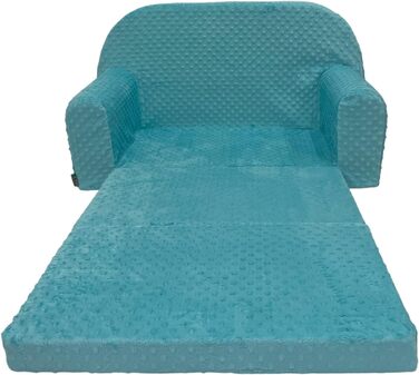 Дитячий розкладний диван FORTISLINE 2в1, 40x78x45 см, плюшевий бірюзовий з котиками, знімний чохол, для сну та ігор