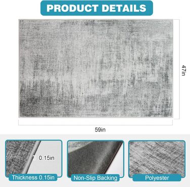 Килимок під офісне крісло 90x120 см, захист для підлоги, антиковзкий, для ламінату та плитки (120 x 150 см, сірий)