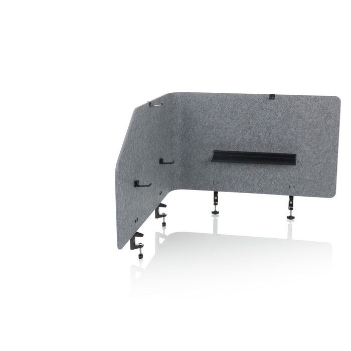 Акустична перегородка для офісу FLEXMIUT T TOP з пластику / текстилю сірого кольору (hjh OFFICE)