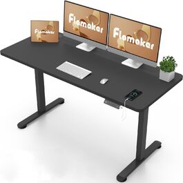Електричний регульований стіл Flamaker 140x60 см з пам'яттю та USB-зарядкою (чорний)