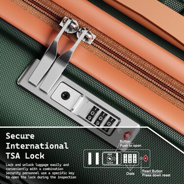 Набір дорожніх валіз Melalenia 7 предметів, легка жорстка оболонка, 4 колеса, TSA-замок, включаючи косметичку, сумку та рюкзак (Зелений)