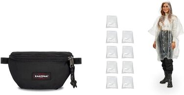 Поясна сумка Eastpak Springer, 23 см, 2 л, пончо від дощу Black & Relaxdays одноразова, набір з 10 шт. , одноразова накидка від дощу з капюшоном, доросла, екстрене пончо жіноча, чоловіча, прозора, One size