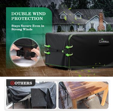 Чохол для садово-патіо меблів UIRWAY 180x120x74 см, водовідштовхуючий, 420D Oxford, з вентиляційними отворами та світловідбиваючими смугами