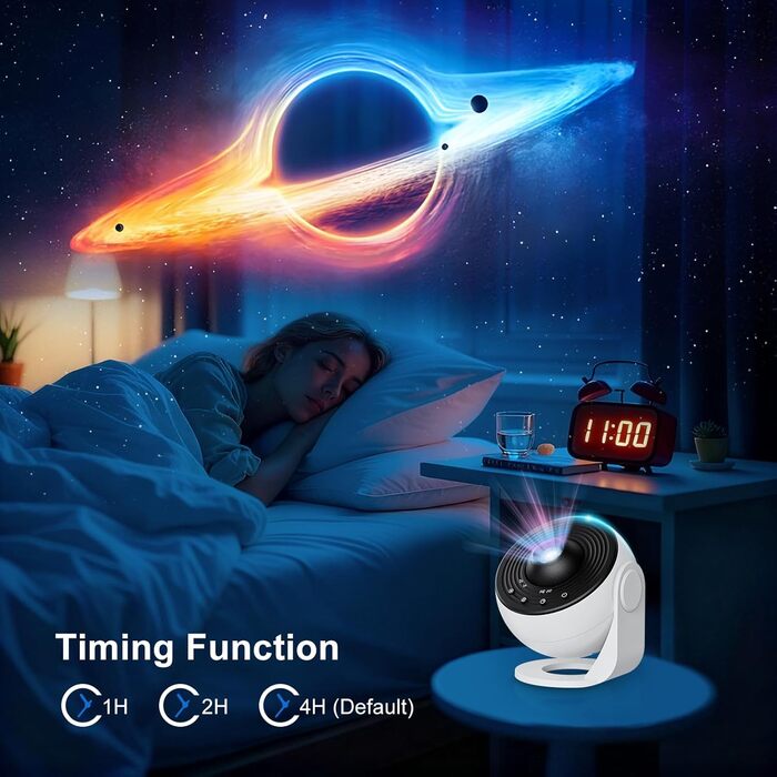 Проєктор зоряного неба Sternenhimmel 13 в 1: Галактика, Астронавт, Планетарій для декору кімнати, подарунок дітям та дорослим - Чорний (Білий-про)