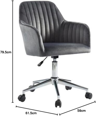Офісне крісло Eleana - регульована висота, велюр, сірий колір