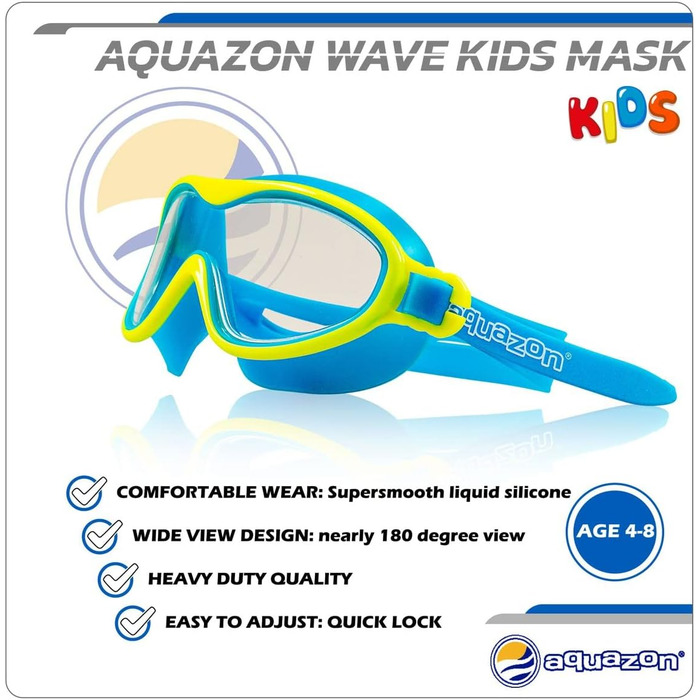 Окуляри для плавання AQUAZON Wave Junior 3-7 років жовто-блакитні
