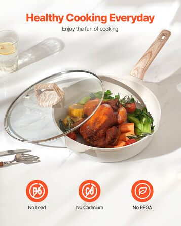 Набір каструль та сковорідок VEVOR з індукційним покриттям (17 предметів) з кришками, антипригарне покриття, для кухні, кемпінгу, приготування соусів та варіння (білий)