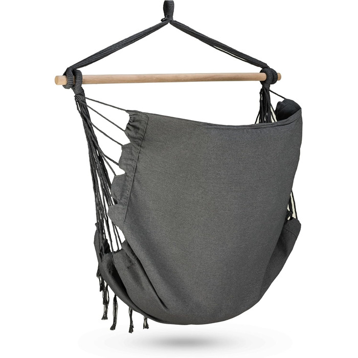 Підвісне крісло-гойдалка з подушкою 100x130x75 см, до 150 кг, для саду та дому, графітовий колір