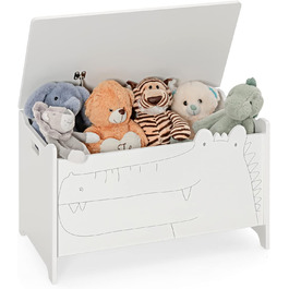 Дерев'яна скриня для іграшок COSTWAY, шафа та лавка для іграшок 2 в 1, ящик для іграшок 60 x 33 x 37,5 см (білий)