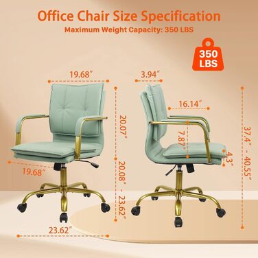 Крісло офісне Clatina, регульована висота, з підлокітниками, обертове, для роботи, зелений, 1 шт.