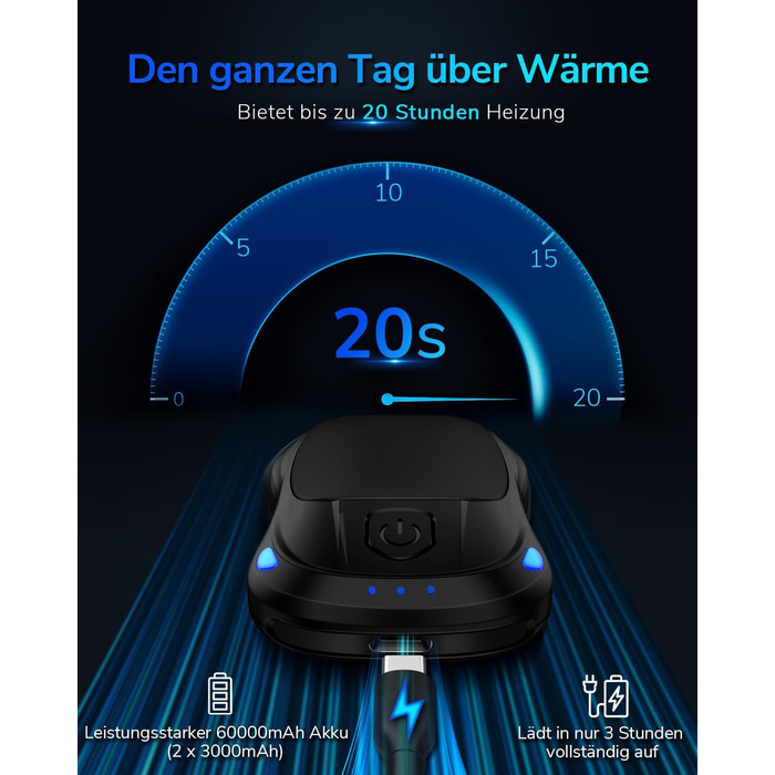 Електричний грієчка для рук, перезаряджуваний, USB, 2 шт. (чорний)