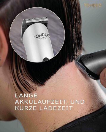 Машинки для стрижки волосся TONDEO ECO S PLUS SILVER Професійна машинка для стрижки волосся із зарядною станцією та гребінцем-насадкою для 4 різних довжин стрижки
