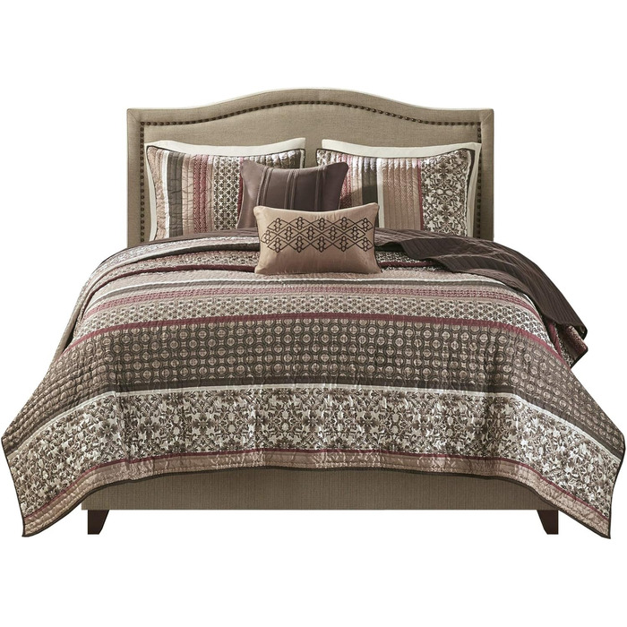 Ковдра Madison Park Jacquard Luxe Design, оверсайз King, Princeton Red, набір з 5 предметів