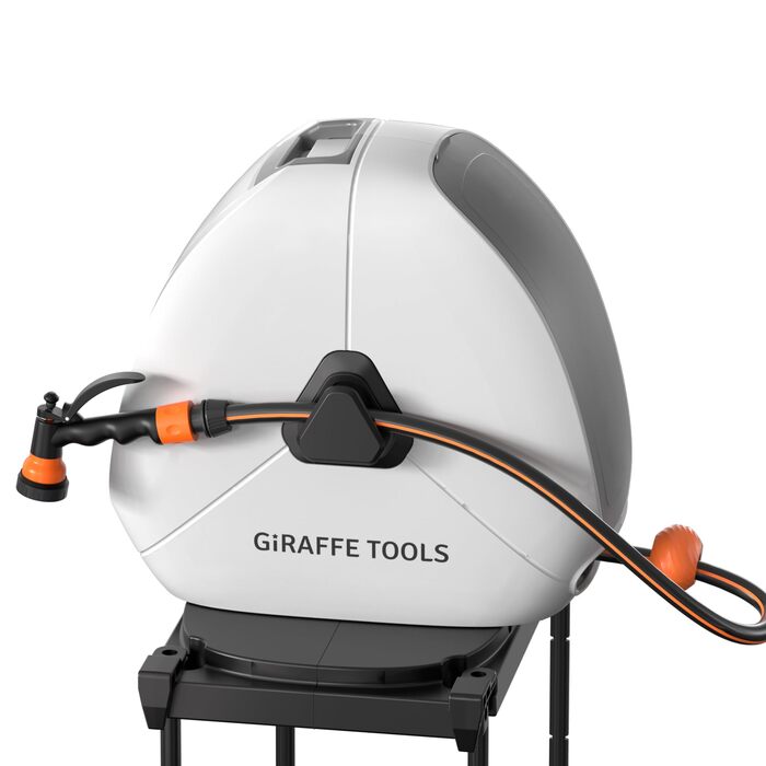 Висувна катушка для шланга Giraffe Tools 25 м, міцна, для кріплення на підлозі, з 7-функціональною насадкою та поворотним підставою 360°