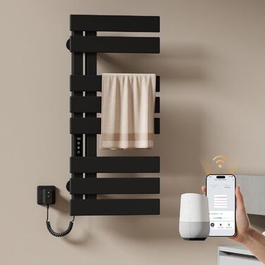 Електричний рушникосушар EMKE з Wi-Fi, 1000 x 500 мм, 320W (чорний, правий)